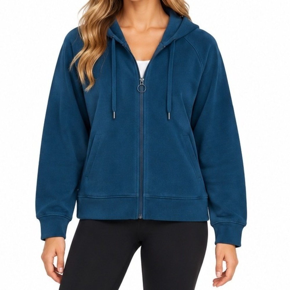 Tek Gear Ultrasoft Fleece Hoodie Women 2X Teal Blue Full Zip